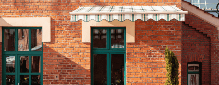 Modern retail shop with branded awning